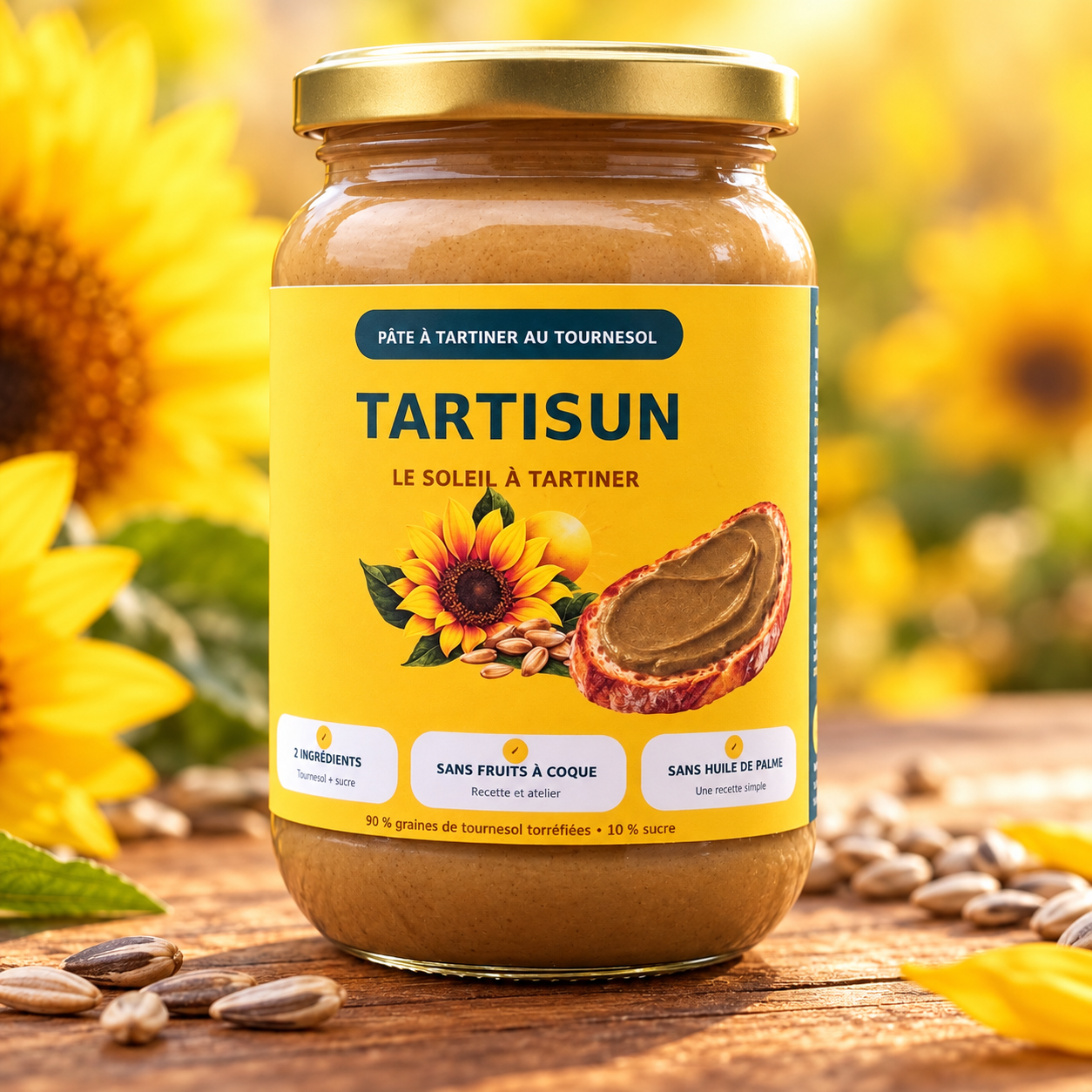 Pot TARTISUN sur un décor chaleureux de tournesols